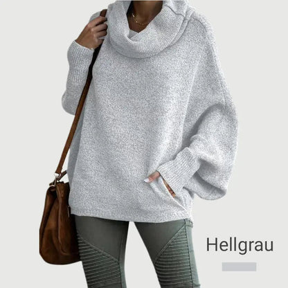 🎉HOT SALE💖Damen Fledermausärmel Pullover mit Rollkragen und Taschen