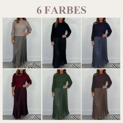 🥰Elegante und stilvolle Faltenkleider mit Rundhalsausschnitt für Damen📦-5