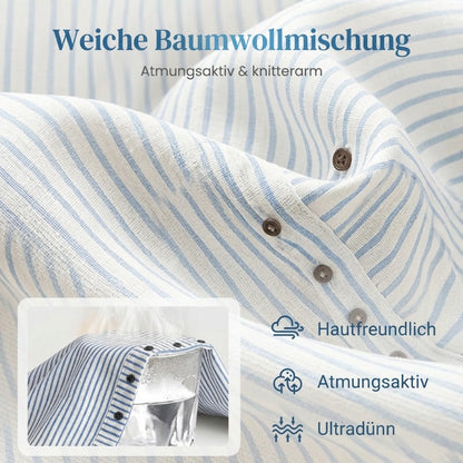 Bequeme blau gestreifte Hose mit Seitentaschen-4