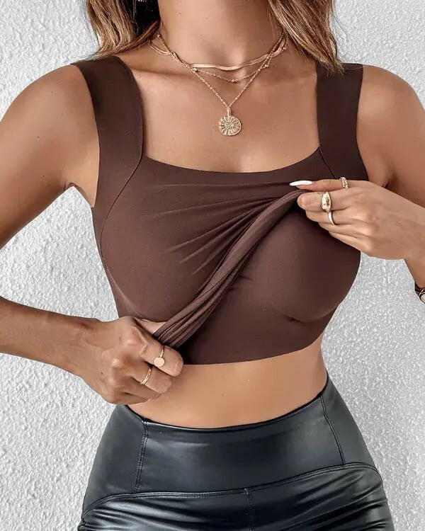 2-Piece Set💕Women’s U Neck Thermal Tank Tops with Built-In Bra-8