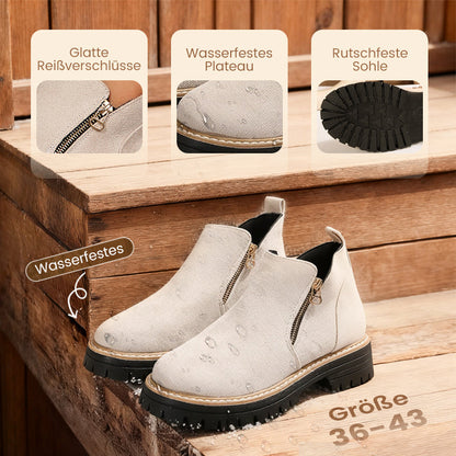 🥾 Damenschuhe trendig und komfortabel, runde Spitze mit Zip 🌟👢-6