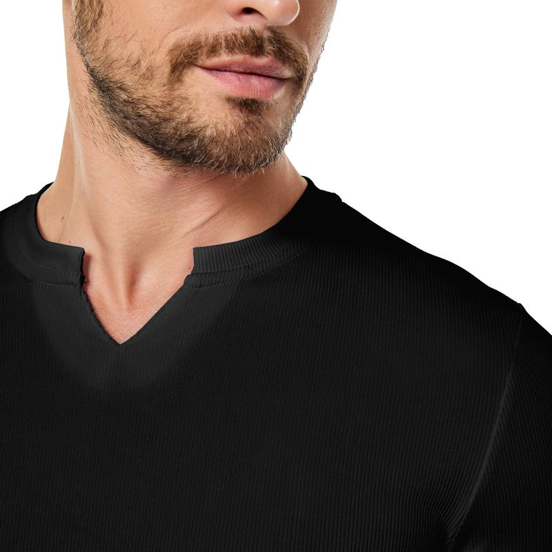 Herren-T-Shirt mit Stretch-Ripp🔥 – V-Ausschnitt, lange Ärmel, bequem-2