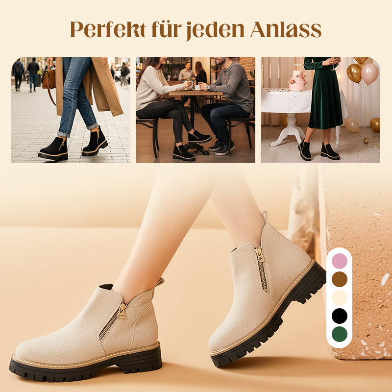 🥾 Damenschuhe trendig und komfortabel, runde Spitze mit Zip 🌟👢-9