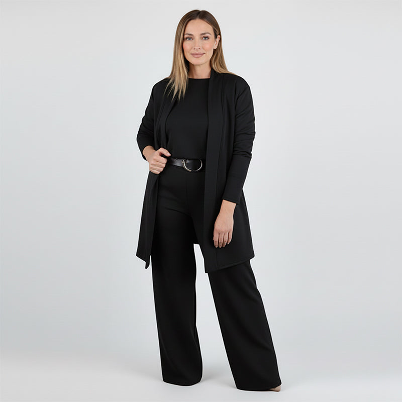 ⏳Zeitlich begrenztes Sonderangebot⏰ Elegantes 3-teiliges Set bestehend aus langem Cardigan, Oberteil und Hose💞-18