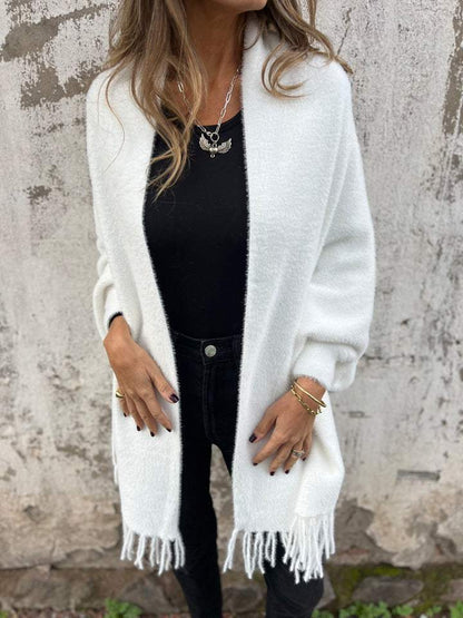 🍂Herbst-Specials🍂Langärmliger, lässiger Schalmantel mit Quaste für Damen-3