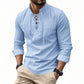 🔥HOT SALE🔥Men's Vintage V-neck T-shirt Linen Pirate Medieval Viking Gothic Tops Shirts Long Sleeved-3