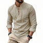🔥HOT SALE🔥Men's Vintage V-neck T-shirt Linen Pirate Medieval Viking Gothic Tops Shirts Long Sleeved-2