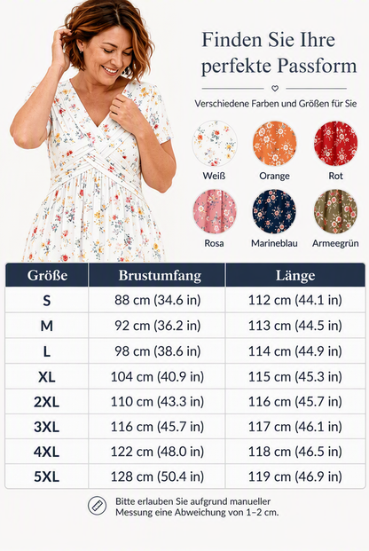 🌸🔥50% RABATT!🔥🔥Blumiges V-Ausschnitt-Kleid mit Taillendrehung – elegant und lässig für jeden Anlass-2