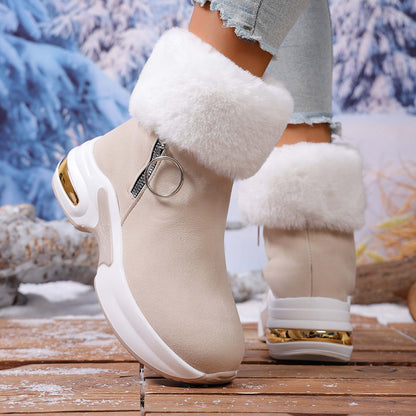 Plüschige, warme, höhenverstärkende Stiefeletten für Damen, ein Must-have für Herbst und Winter, modische, bequeme und vielseitige Schuhe🥰-3