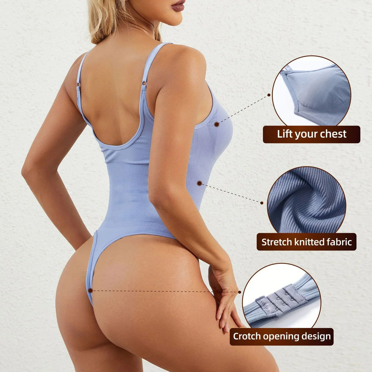 FeelinGirl #CHIL Seamless Covered Bust Jumpsuit Thong Bodysuit Fit Comfort Slimming Womenswear-10