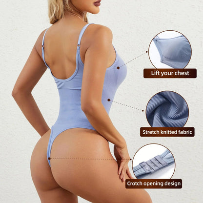 FeelinGirl #CHIL Seamless Covered Bust Jumpsuit Thong Bodysuit Fit Comfort Slimming Womenswear-10
