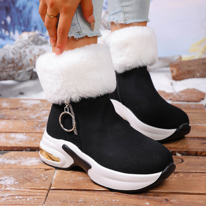 Plüschige, warme, höhenverstärkende Stiefeletten für Damen, ein Must-have für Herbst und Winter, modische, bequeme und vielseitige Schuhe🥰-12