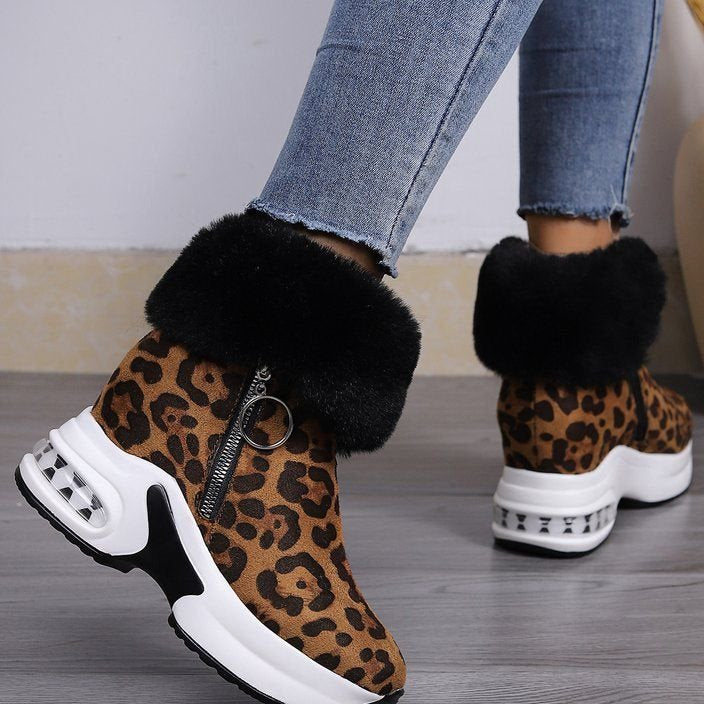 Plüschige, warme, höhenverstärkende Stiefeletten für Damen, ein Must-have für Herbst und Winter, modische, bequeme und vielseitige Schuhe🥰-1
