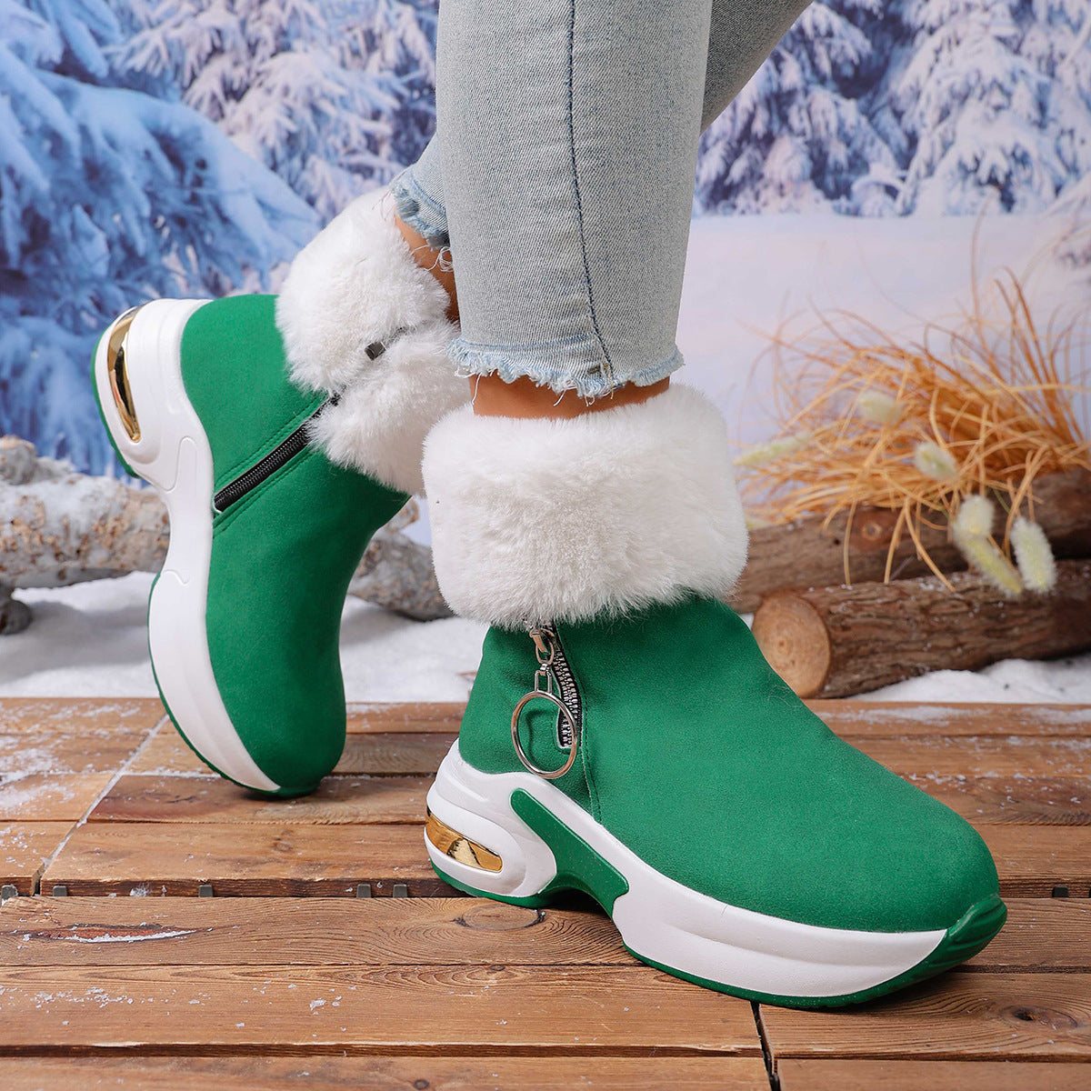 Plüschige, warme, höhenverstärkende Stiefeletten für Damen, ein Must-have für Herbst und Winter, modische, bequeme und vielseitige Schuhe🥰-7