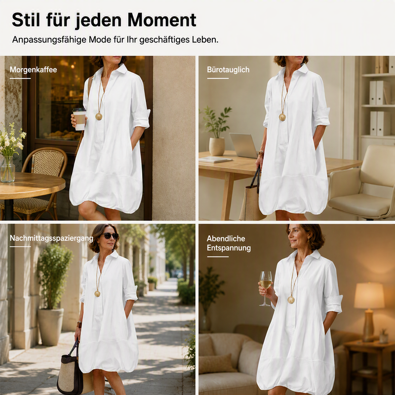 Lässiges Hemdkleid mit Knöpfen für Damen-11
