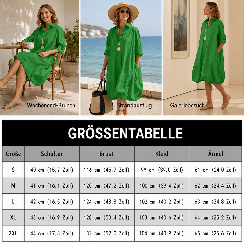 Lässiges Hemdkleid mit Knöpfen für Damen-12