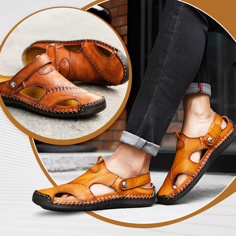 🔥Große Größe Weiches Leder Männer Atmungsaktive Outdoor-Sandalen💥💥-1