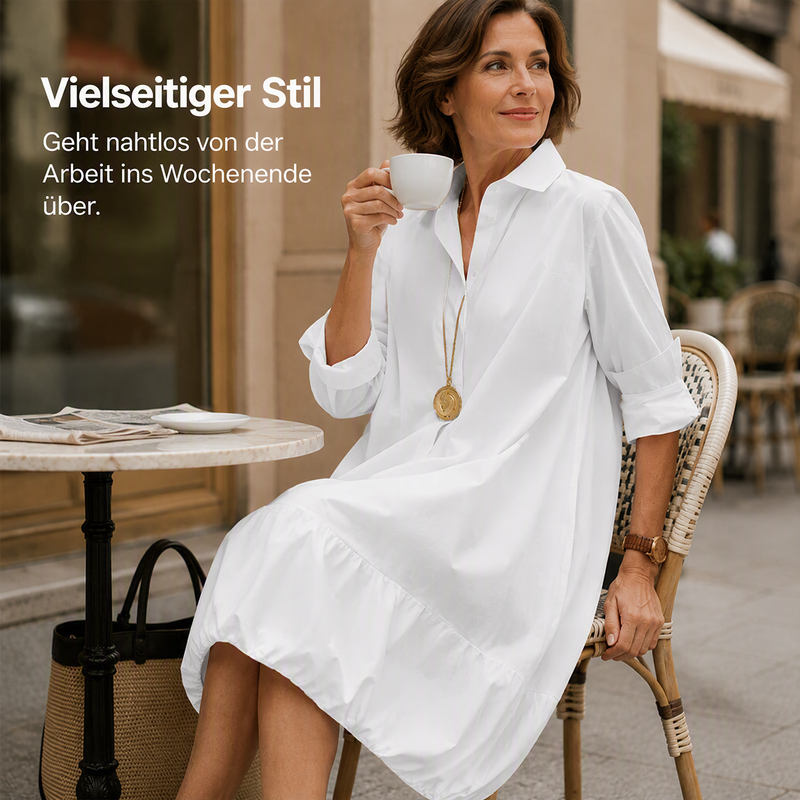 Lässiges Hemdkleid mit Knöpfen für Damen-1