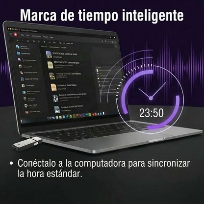 Unidad Flash USB Grabadora de Voz 2 en 1 – Activada por Voz, Reducción Inteligente de Ruido, Guardado Automático de Archivos