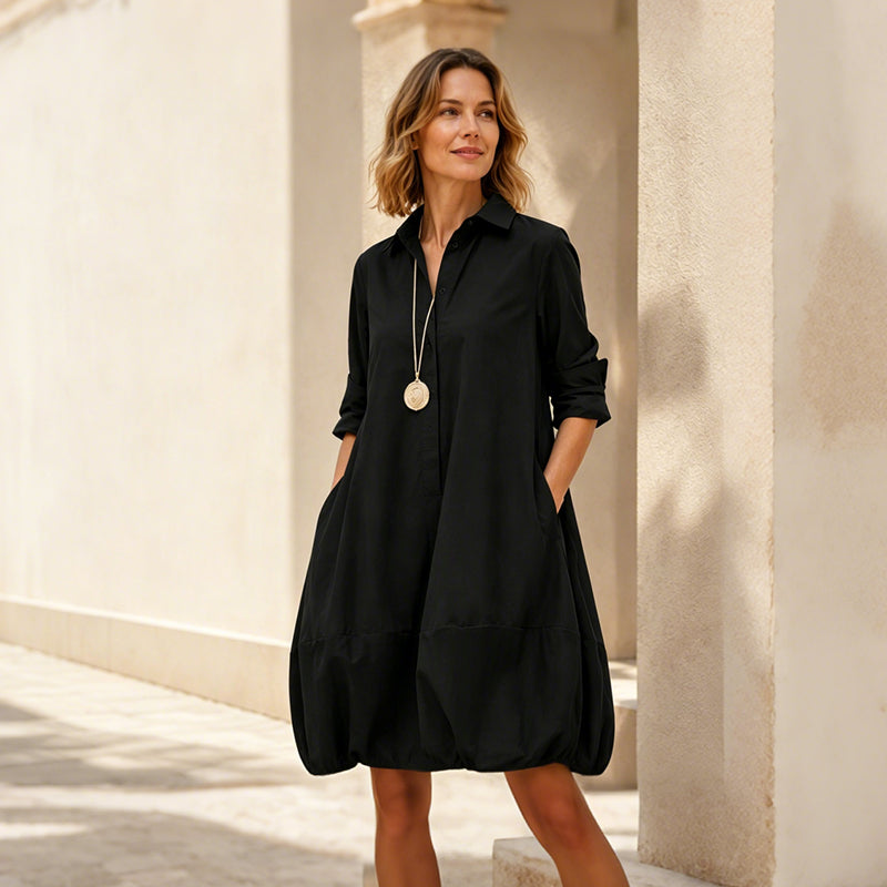 Lässiges Hemdkleid mit Knöpfen für Damen-3
