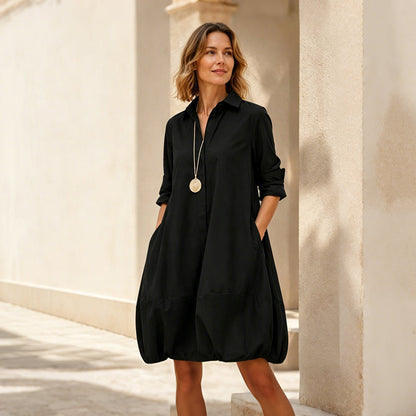 Lässiges Hemdkleid mit Knöpfen für Damen-3