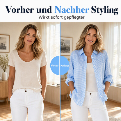 Langärmliges Retro-Karo-Oberteil für Damen-3