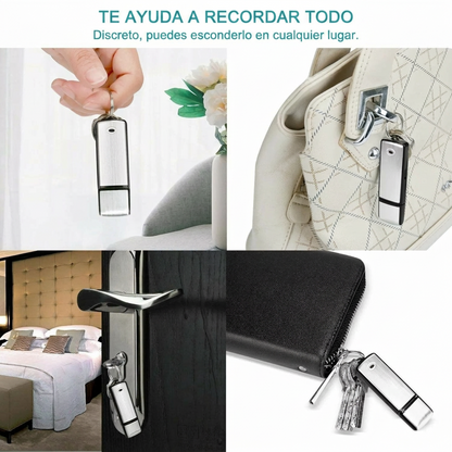 Unidad Flash USB Grabadora de Voz 2 en 1 – Activada por Voz, Reducción Inteligente de Ruido, Guardado Automático de Archivos
