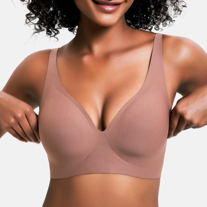 👙 50% RABATT! 💕 Nahtloser kabelloser Push-up-BH für Damen – Tiefes V, unsichtbar & bequem – Perfekt unter tief ausgeschnittenen oder engen Oberteilen – natürliches Dekolleté ohne Bügel ✨🌸