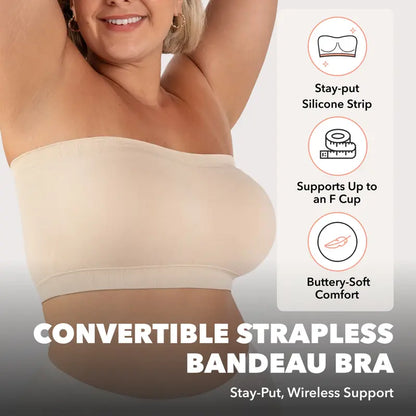🌸👙 Verwandelbarer 2-in-1 Bandeau-BH mit abnehmbaren Trägern – Nahtloser Komfort-BH für trägerlose Kleidung & Alltag