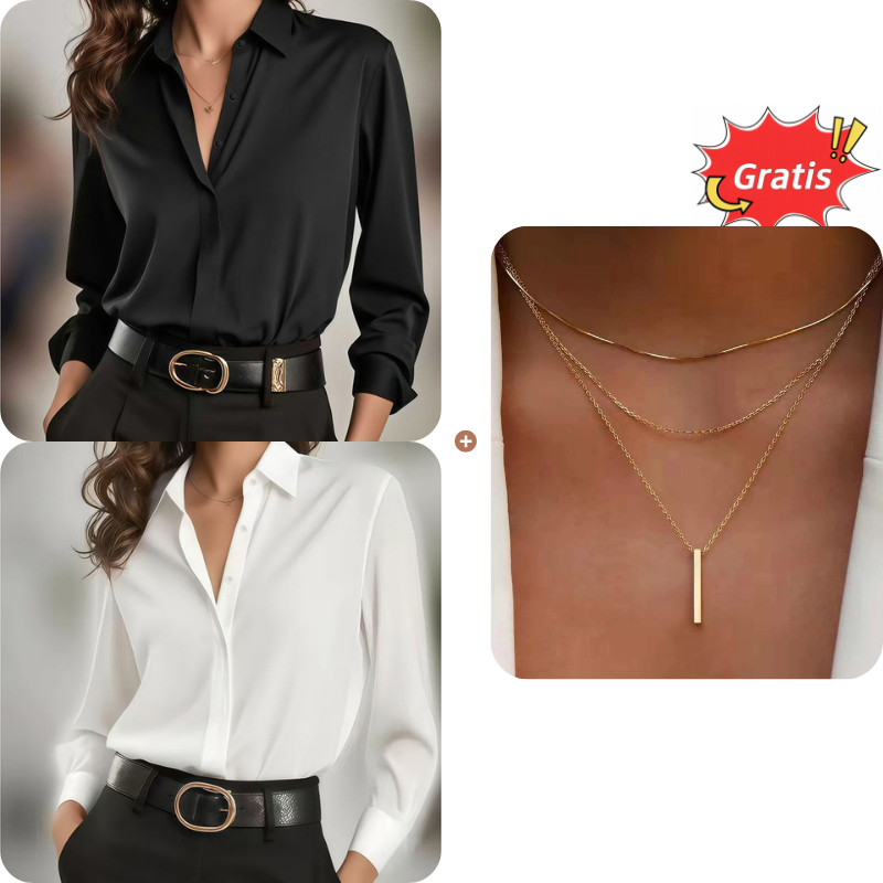 Vielseitiges, seidenweiches Satin-Langarmhemd für Damen-20