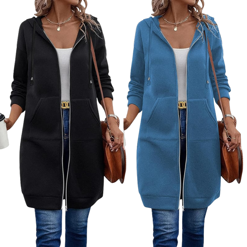 🔥✨Damen Fleece‑Kapuzenpullover mit Reißverschluss-21