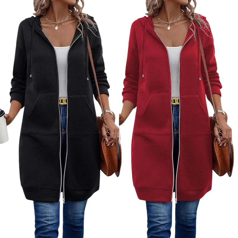 🔥✨Damen Fleece‑Kapuzenpullover mit Reißverschluss-22