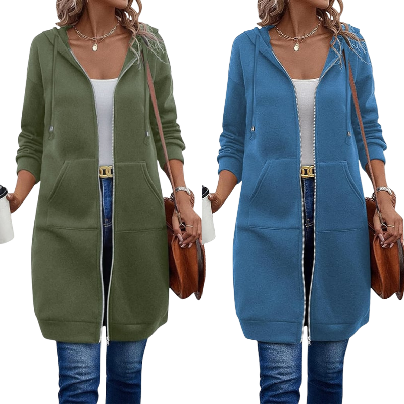 🔥✨Damen Fleece‑Kapuzenpullover mit Reißverschluss-24