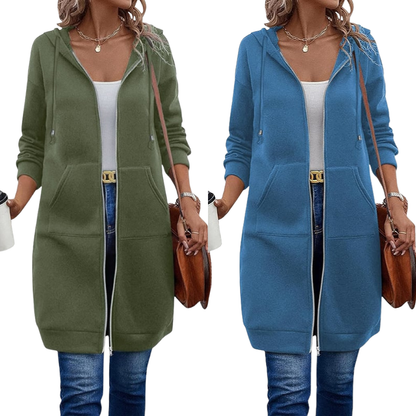 🔥✨Damen Fleece‑Kapuzenpullover mit Reißverschluss-24