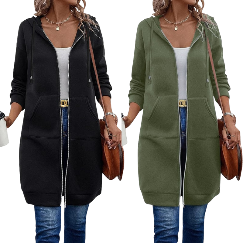 🔥✨Damen Fleece‑Kapuzenpullover mit Reißverschluss-23