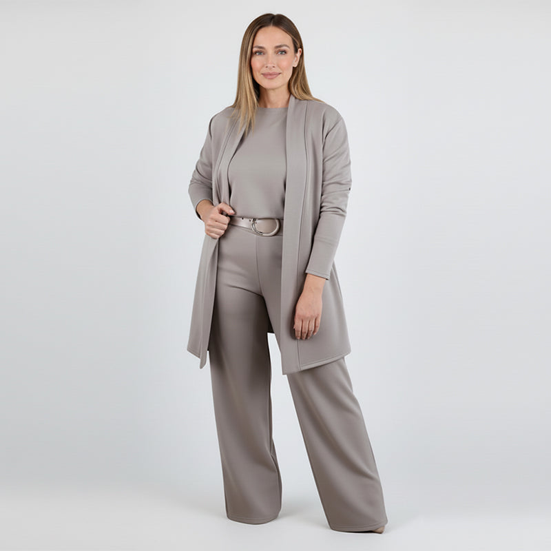 ⏳Zeitlich begrenztes Sonderangebot⏰ Elegantes 3-teiliges Set bestehend aus langem Cardigan, Oberteil und Hose💞-15