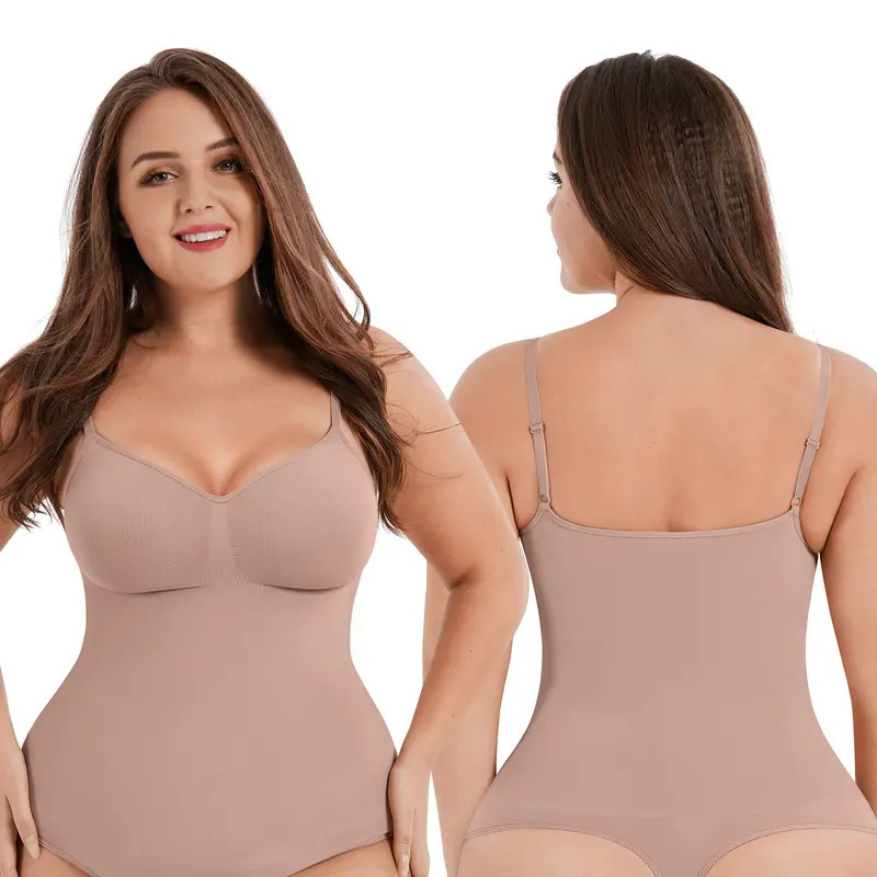 FeelinGirl #CHIL Seamless Covered Bust Jumpsuit Thong Bodysuit Fit Comfort Slimming Womenswear-14