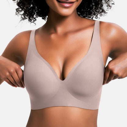 👙 50% RABATT! 💕 Nahtloser kabelloser Push-up-BH für Damen – Tiefes V, unsichtbar & bequem – Perfekt unter tief ausgeschnittenen oder engen Oberteilen – natürliches Dekolleté ohne Bügel ✨🌸