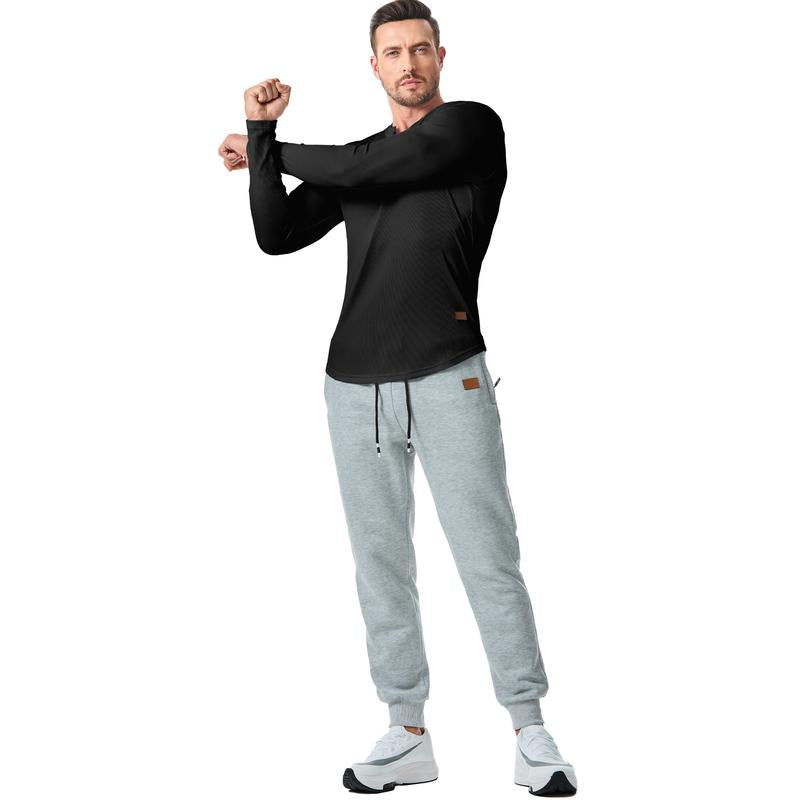 Herren-T-Shirt mit Stretch-Ripp🔥 – V-Ausschnitt, lange Ärmel, bequem-3