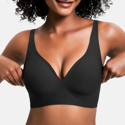 👙 50% RABATT! 💕 Nahtloser kabelloser Push-up-BH für Damen – Tiefes V, unsichtbar & bequem – Perfekt unter tief ausgeschnittenen oder engen Oberteilen – natürliches Dekolleté ohne Bügel ✨🌸