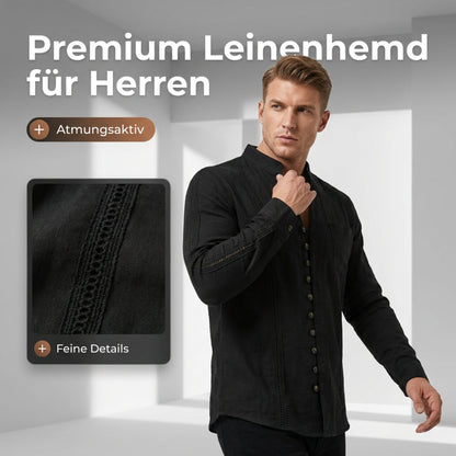 👕 50 % reduziert!🌊Herren-Freizeithemd mit Stehkragen und langen Ärmeln-5