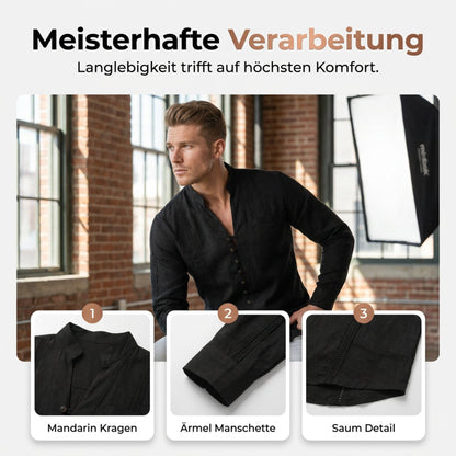 👕 50 % reduziert!🌊Herren-Freizeithemd mit Stehkragen und langen Ärmeln-8