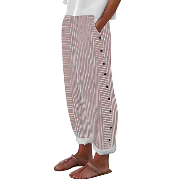 Bequeme blau gestreifte Hose mit Seitentaschen-15