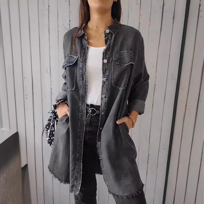 🔥Lockere und bequeme Denim-Oberbekleidung für Damen🌟-6