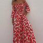 Close To The Vacation Floral Print Smocked Off Shoulder Pocketed Maxi Dress-1