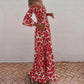 Close To The Vacation Floral Print Smocked Off Shoulder Pocketed Maxi Dress-3