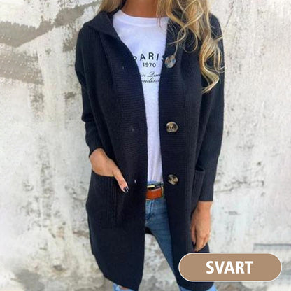 🧥🌸 Neuheiten – Mittellange Kapuzen-Strickjacke mit Taschen – bequem und vielseitig