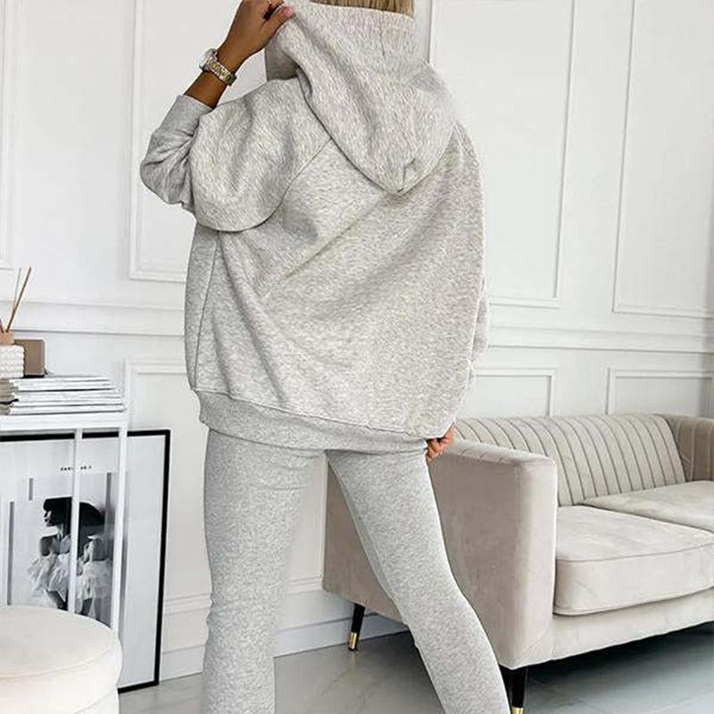 Lässiger und bequemer Sweatshirt-Anzug mit Kapuze-7