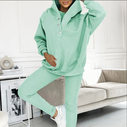 Lässiger und bequemer Sweatshirt-Anzug mit Kapuze-2