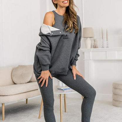 Lässiger und bequemer Sweatshirt-Anzug mit Kapuze-8